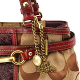 12466 Beige Burgundy Python Hamptons Tote Bag