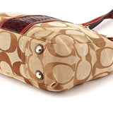 12466 Beige Burgundy Python Hamptons Tote Bag