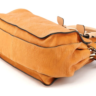 Tan Leather Two-Tone 2-Way Tote Bag
