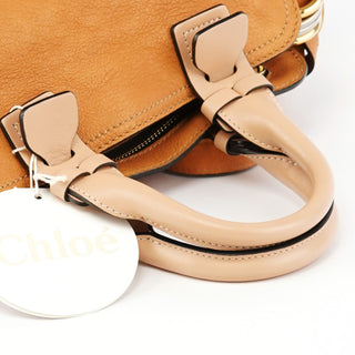 Tan Leather Two-Tone 2-Way Tote Bag