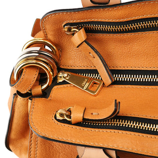 Tan Leather Two-Tone 2-Way Tote Bag
