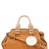 Tan Leather Two-Tone 2-Way Tote Bag