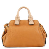 Tan Leather Two-Tone 2-Way Tote Bag