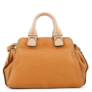Tan Leather Two-Tone 2-Way Tote Bag