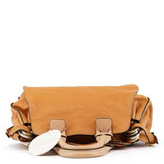 Tan Leather Two-Tone 2-Way Tote Bag