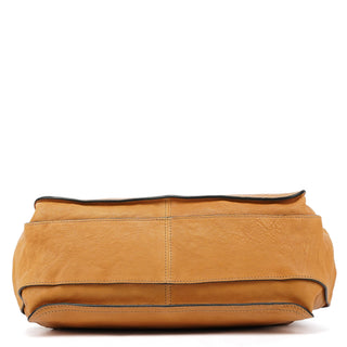 Tan Leather Two-Tone 2-Way Tote Bag