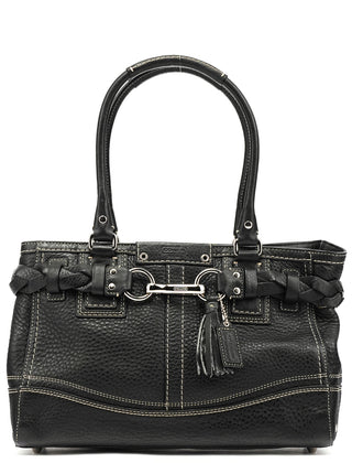 F13084 Black Pebbled Leather Hamptons Tote Bag
