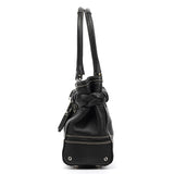 F13084 Black Pebbled Leather Hamptons Tote Bag