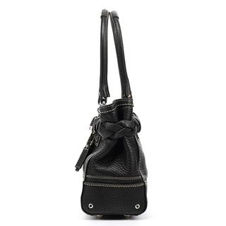 F13084 Black Pebbled Leather Hamptons Tote Bag