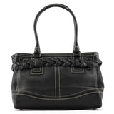 F13084 Black Pebbled Leather Hamptons Tote Bag