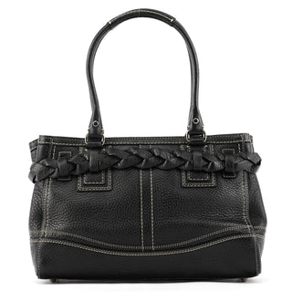 F13084 Black Pebbled Leather Hamptons Tote Bag