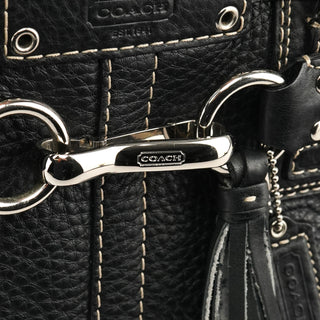 F13084 Black Pebbled Leather Hamptons Tote Bag