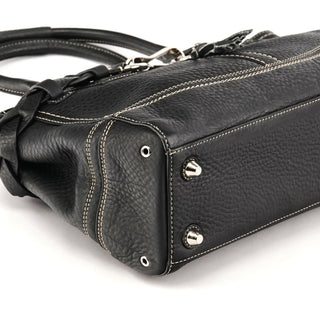 F13084 Black Pebbled Leather Hamptons Tote Bag