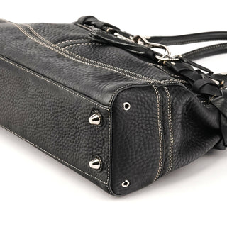 F13084 Black Pebbled Leather Hamptons Tote Bag