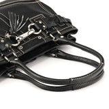 F13084 Black Pebbled Leather Hamptons Tote Bag