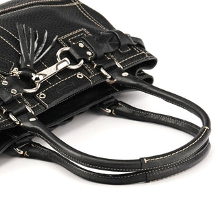F13084 Black Pebbled Leather Hamptons Tote Bag
