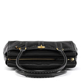 F11547 Black Leather Turnlock Tote Bag
