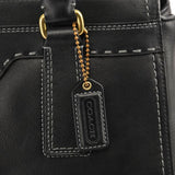 F11547 Black Leather Turnlock Tote Bag