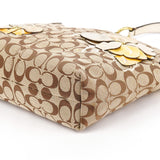 F16879 Beige Gold Floral Hobo Shoulder Bag