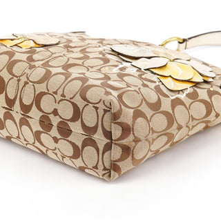 F16879 Beige Gold Floral Hobo Shoulder Bag