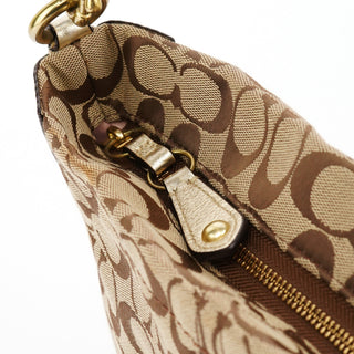 F16879 Beige Gold Floral Hobo Shoulder Bag