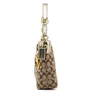 F16879 Beige Gold Floral Hobo Shoulder Bag