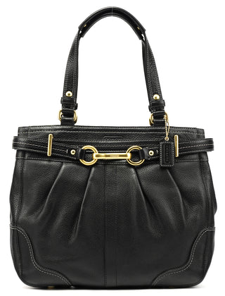 F12476 Black Pebbled Leather Hamptons Tote Bag