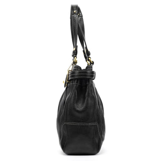 F12476 Black Pebbled Leather Hamptons Tote Bag