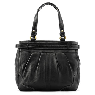 F12476 Black Pebbled Leather Hamptons Tote Bag