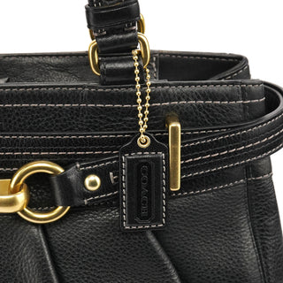 F12476 Black Pebbled Leather Hamptons Tote Bag