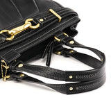 F12476 Black Pebbled Leather Hamptons Tote Bag