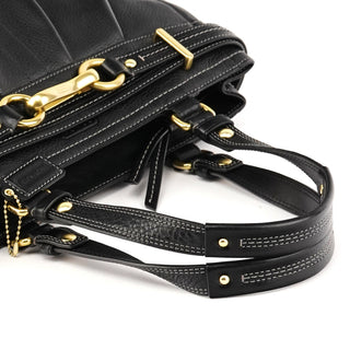 F12476 Black Pebbled Leather Hamptons Tote Bag