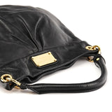 Black Leather Classic Q Hillier 2-Way Hobo Bag