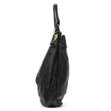 Black Leather Classic Q Hillier 2-Way Hobo Bag