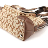 F13977 Bauletto Turnlock in jacquard Signature beige e marrone
