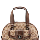 F13977 Bauletto Turnlock in jacquard Signature beige e marrone
