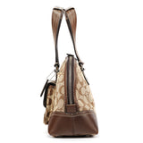 F13977 Bauletto Turnlock in jacquard Signature beige e marrone