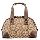 F13977 Bauletto Turnlock in jacquard Signature beige e marrone