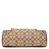 F13977 Bauletto Turnlock in jacquard Signature beige e marrone