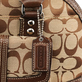 F13977 Bauletto Turnlock in jacquard Signature beige e marrone