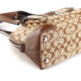 F13977 Bauletto Turnlock in jacquard Signature beige e marrone