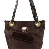 14417 Brown Quilted Nylon 2-Way Tote Bag