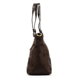 14417 Brown Quilted Nylon 2-Way Tote Bag