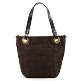 14417 Brown Quilted Nylon 2-Way Tote Bag