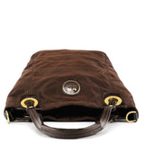 14417 Brown Quilted Nylon 2-Way Tote Bag