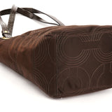 14417 Brown Quilted Nylon 2-Way Tote Bag