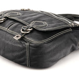 Crossbodytaske med klap i sort læder