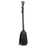 Crossbodytaske med klap i sort læder