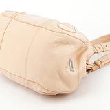 Beige Leather Kiss-Lock Tote Bag