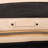 Beige Leather Kiss-Lock Tote Bag